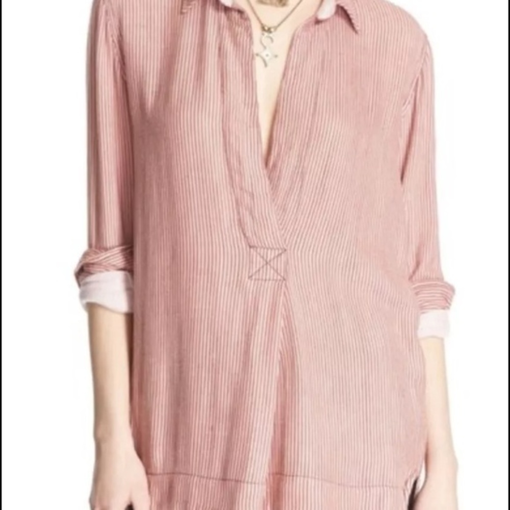 NWT Free People On The Road Peach Combo Top
